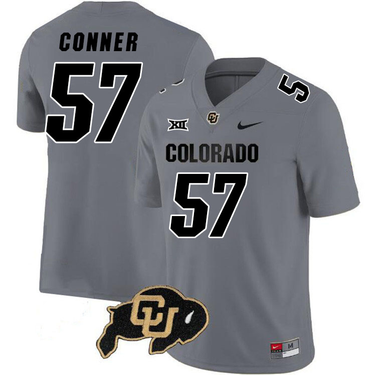 Colorado Buffaloes #57 David Conner Big 12 Conference College Football Jerseys Stitched Sale-Grey